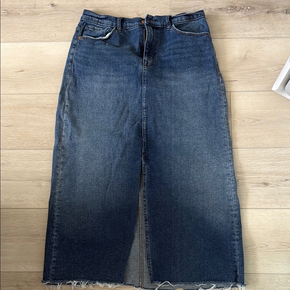 Kenzie Classic Blue Denim Midi Skirt